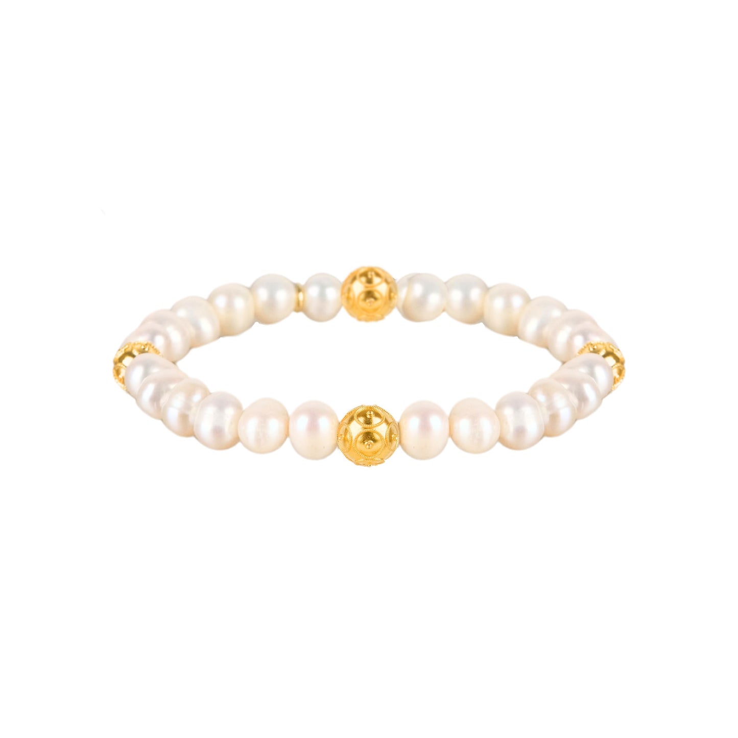 Bracelet Four Viana's Contas in Gold Plated Silver with Pearls