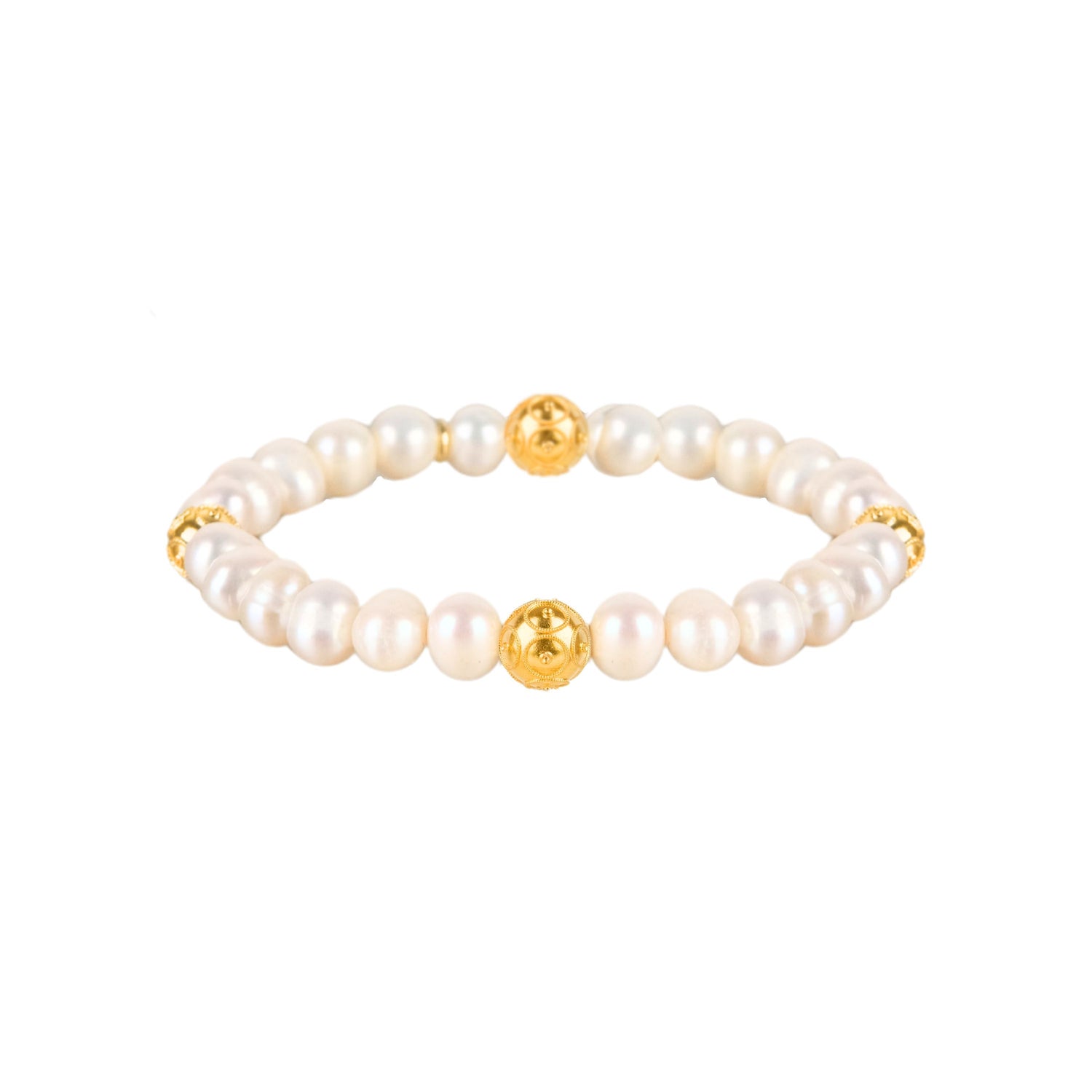 Bracelet Four Viana's Contas in Gold Plated Silver with Pearls