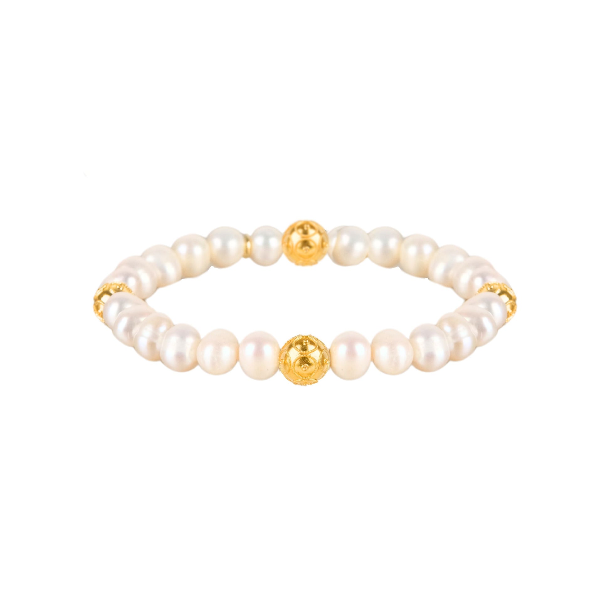 Bracelet Four Viana's Contas in Gold Plated Silver with Pearls