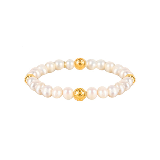Bracelet Four Viana's Contas in Gold Plated Silver with Pearls