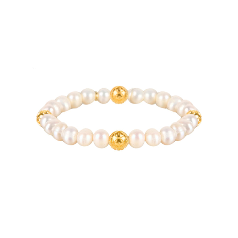 Bracelet Four Viana's Contas in Gold Plated Silver with Pearls