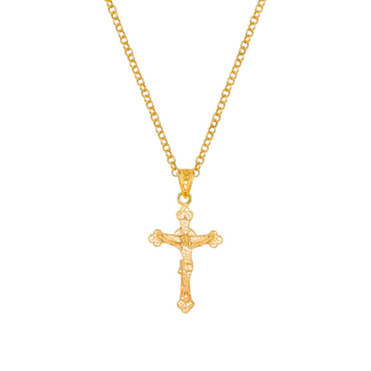 Necklace Crucifix Filigree in Gold Plated Silver