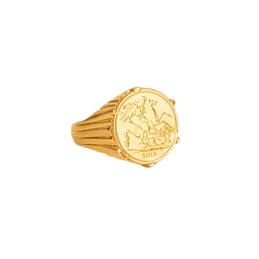 Ring Half Pound in Gold Plated Silver