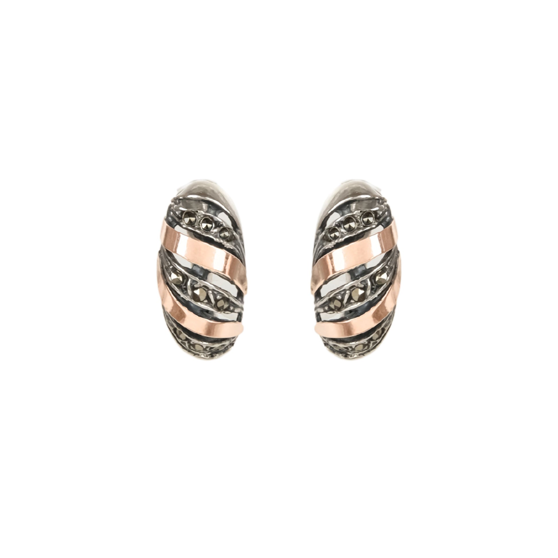 Earrings Croissant Marcasites in Silver and Gold