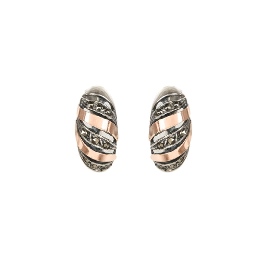 Earrings Croissant Marcasites in Silver and Gold