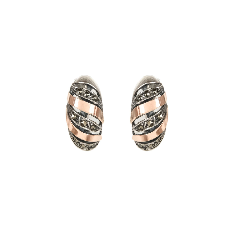 Earrings Croissant Marcasites in Silver and Gold