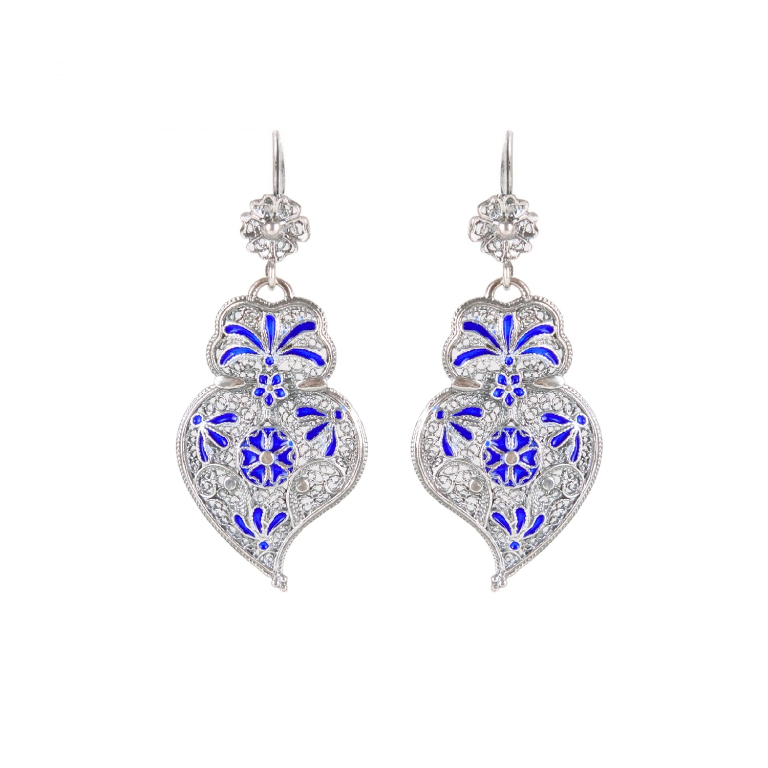 Earrings Heart of Viana Royal Blue in Silver