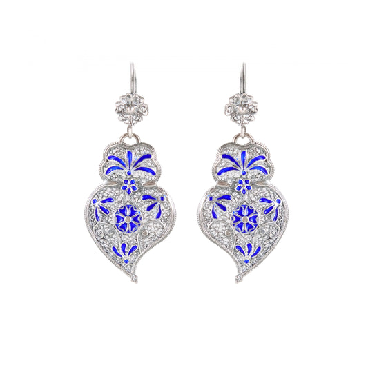 Earrings Heart of Viana Royal Blue in Silver