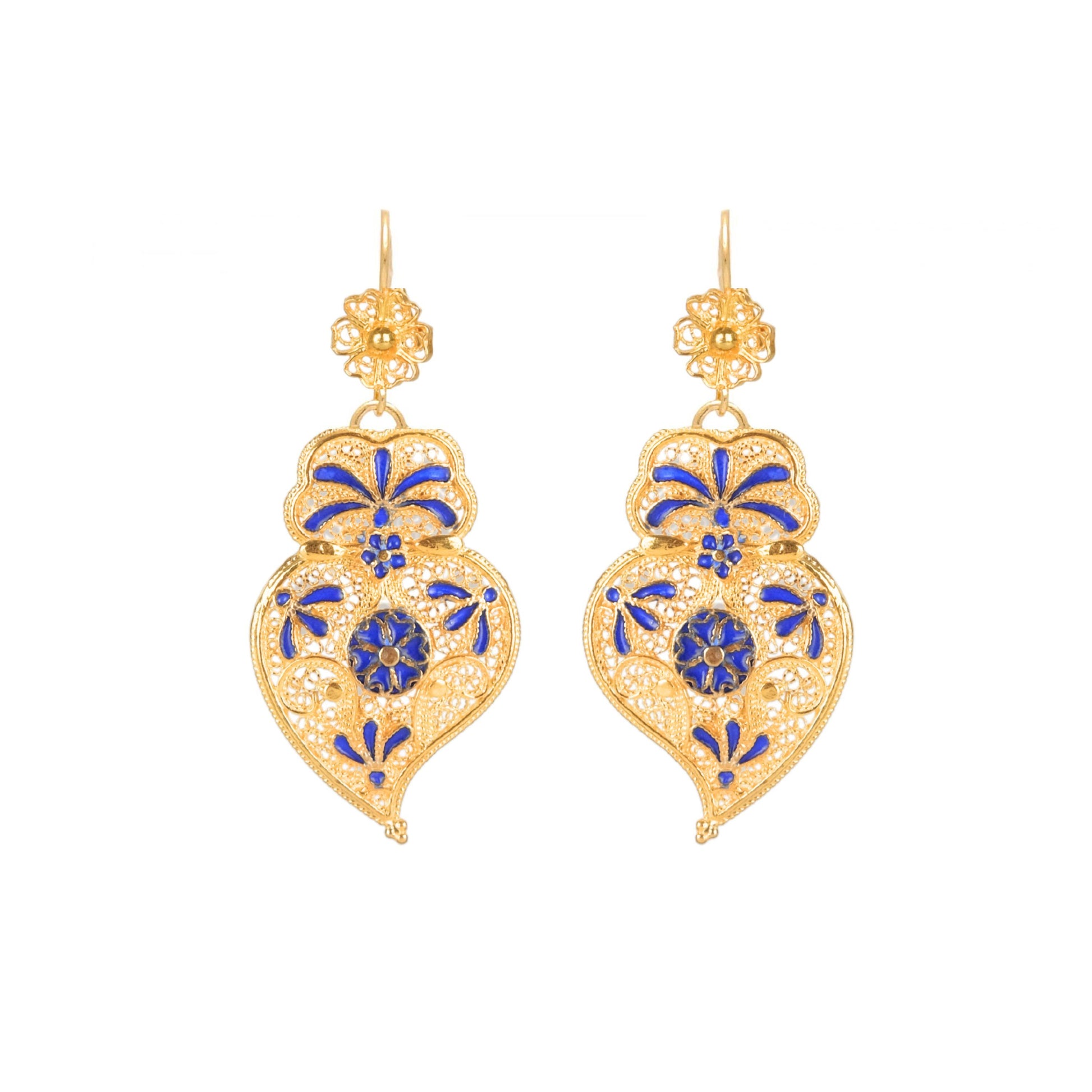 Earrings Heart of Viana Royal Blue in Gold Plated Silver