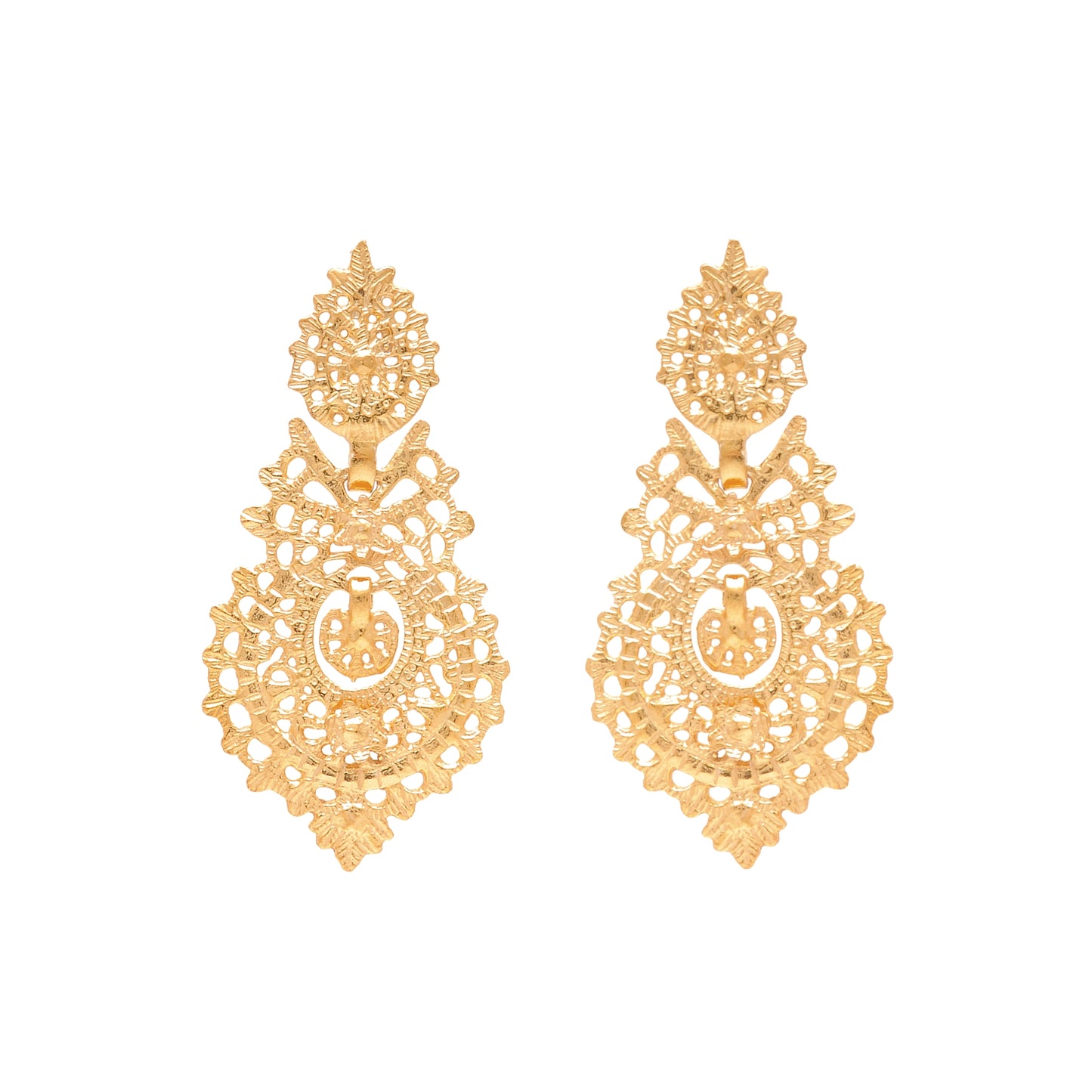Boucles d'Oreilles Reine Puce M en Argent Plaqué Or