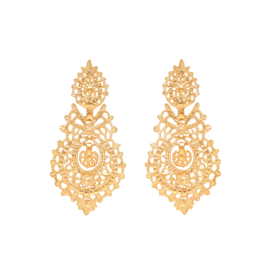 Boucles d'Oreilles Reine Puce M en Argent Plaqué Or