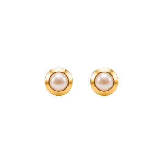 Earrings Pearl Button in 19.2Kt Gold