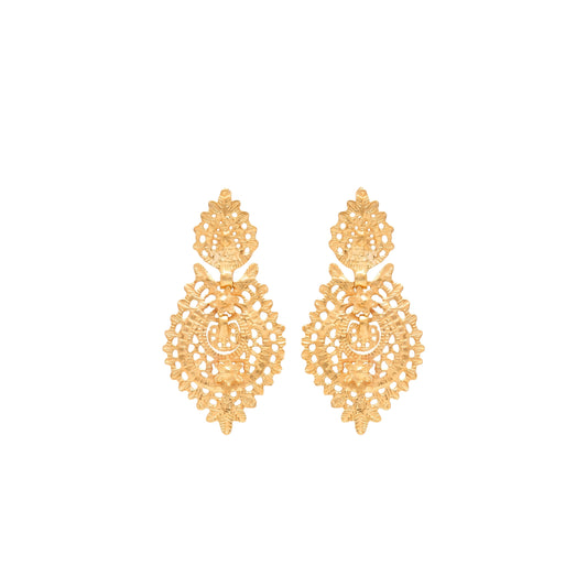 Boucles d'Oreilles Reine Puce S en Argent Plaqué Or