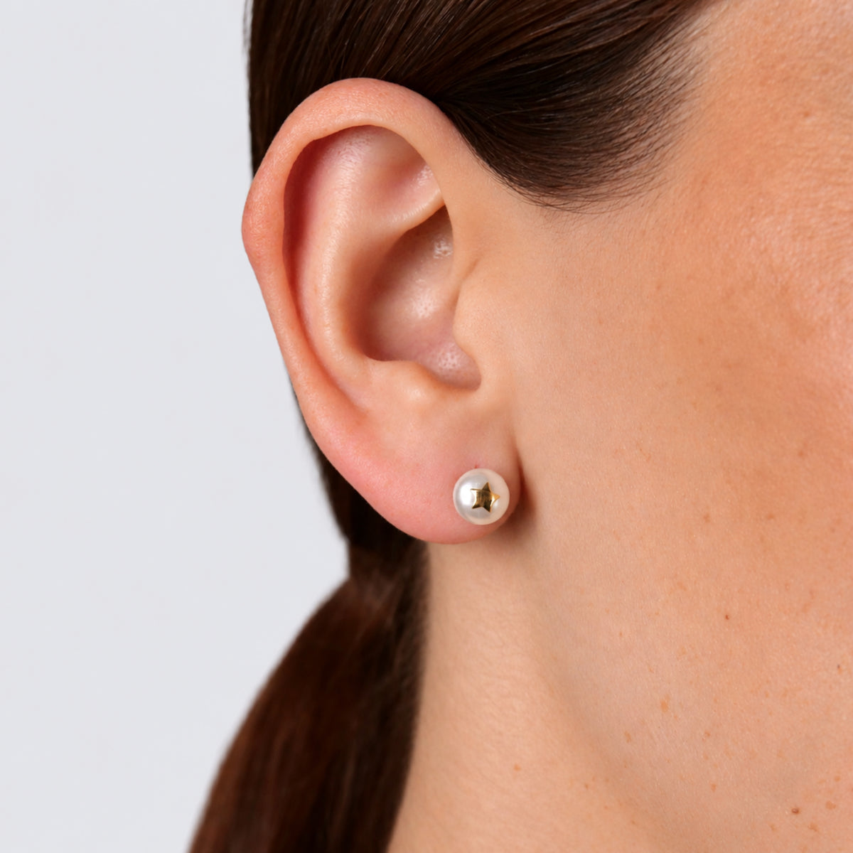 Earrings Pearl with Star in 19.2Kt Gold