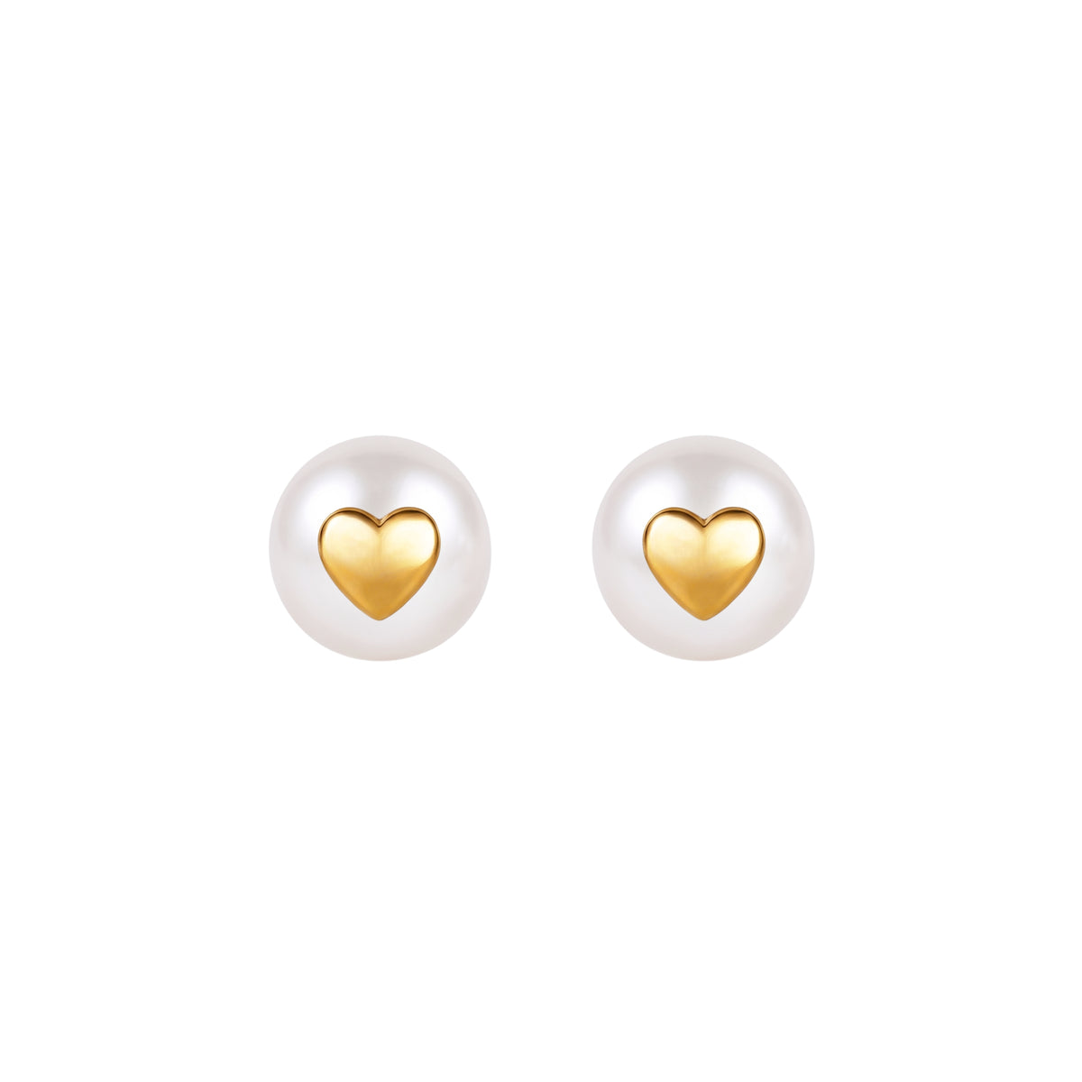 Earrings Pearl Heart in 19.2Kt Gold