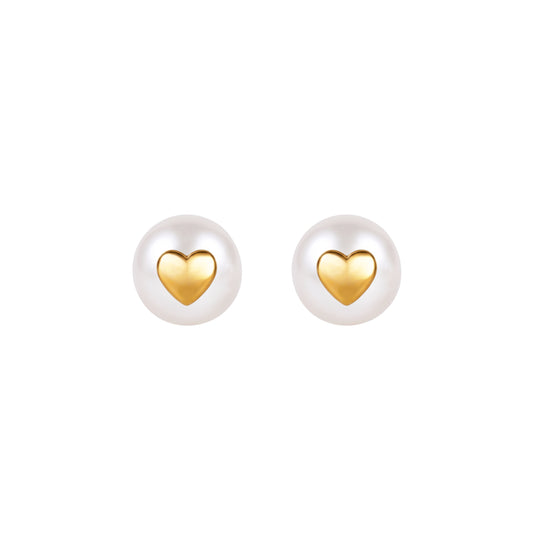 Earrings Pearl Heart in 19.2Kt Gold