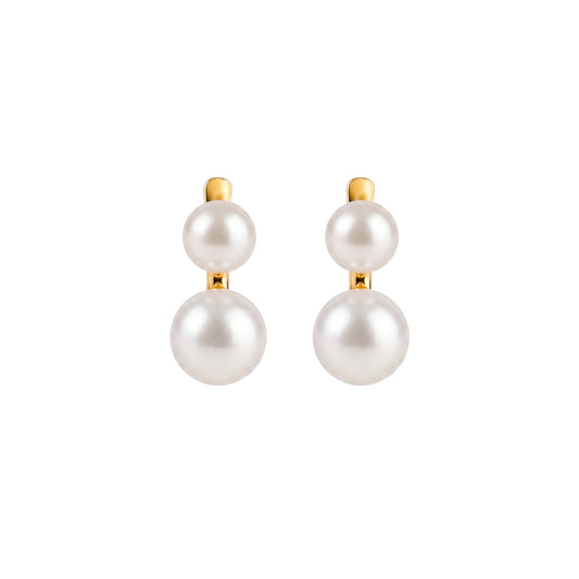 Earrings Two Pearls in 19.2Kt Gold