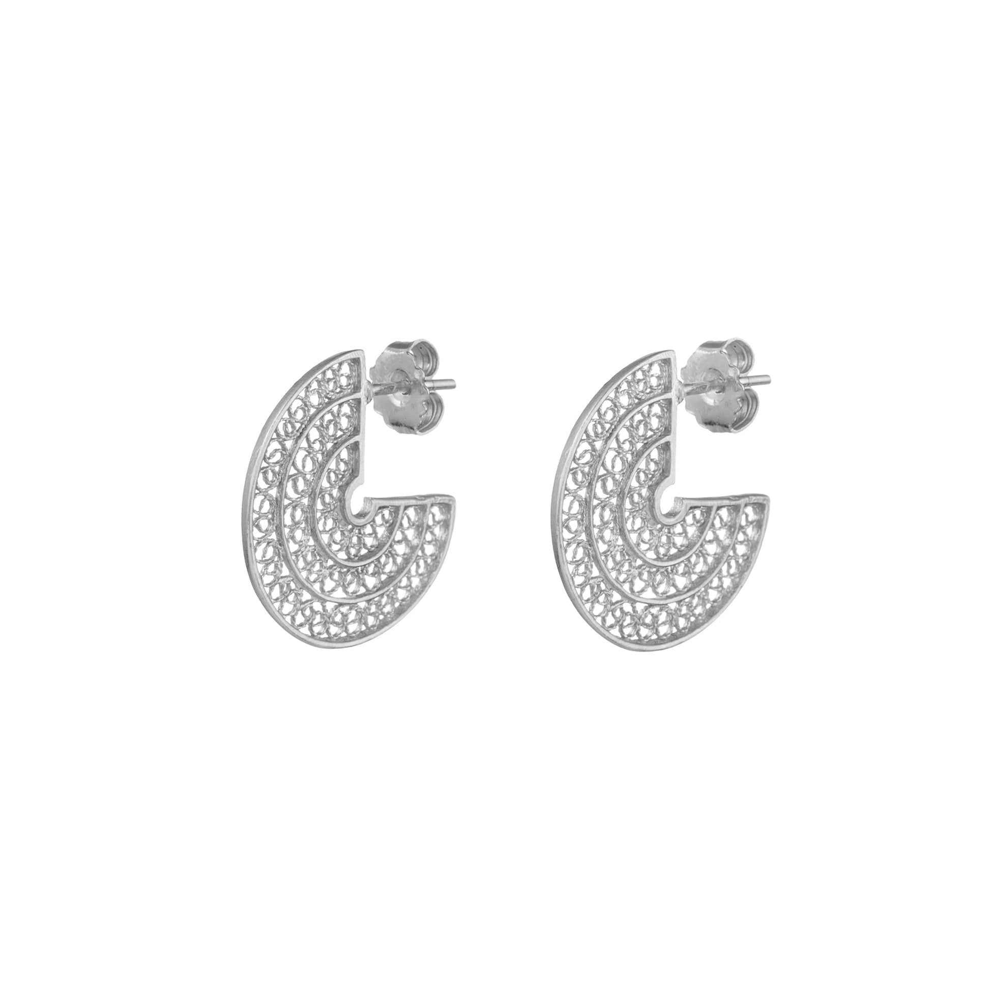 Earrings 3/4 Circles in Silver