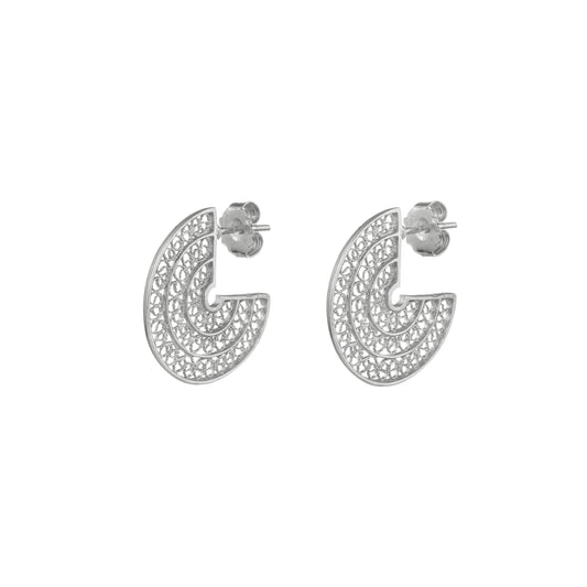 Earrings 3/4 Circles in Silver