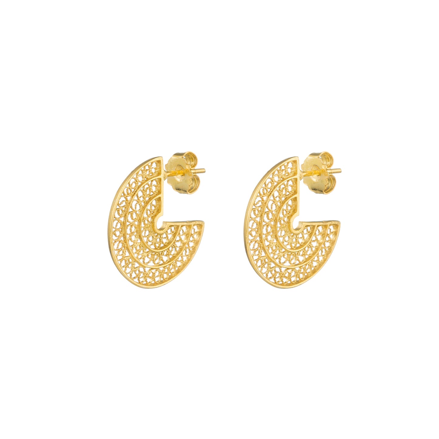 Earrings 3/4 Circles in Gold Plated Silver