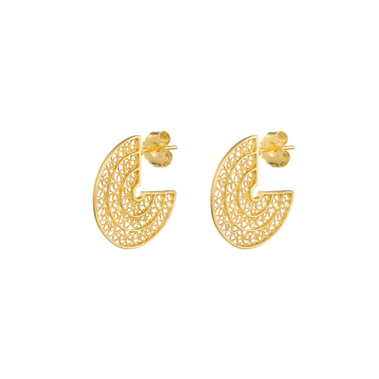 Earrings 3/4 Circles in Gold Plated Silver