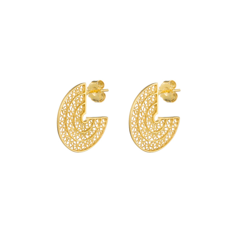 Earrings 3/4 Circles in Gold Plated Silver