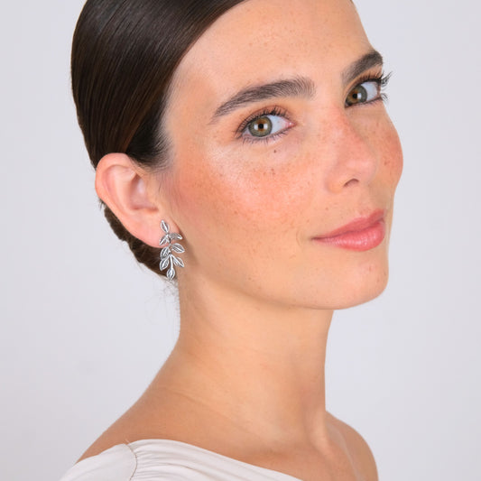 Earrings Leaves in Silver