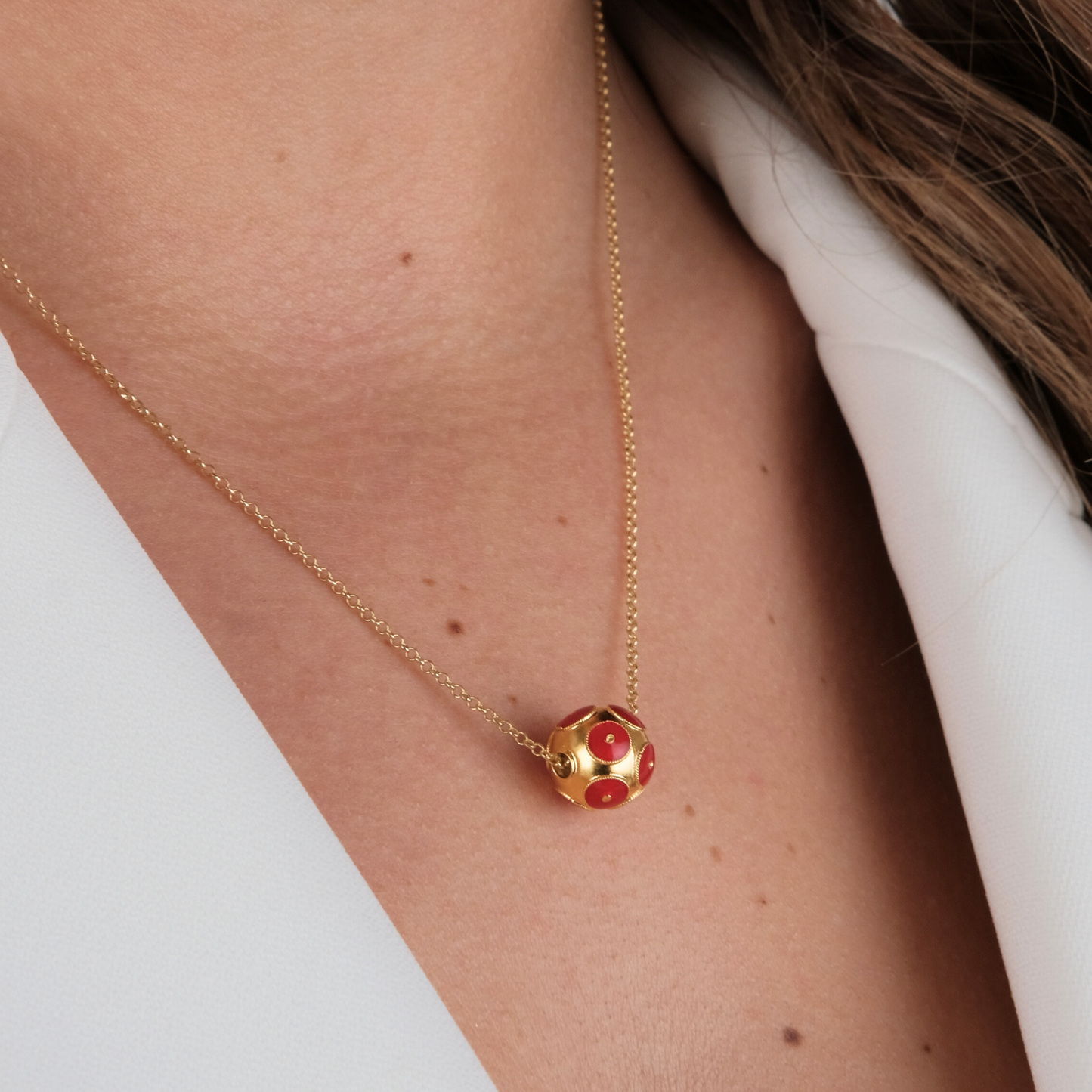 Necklace Viana’s Conta Red in Gold Plated Silver