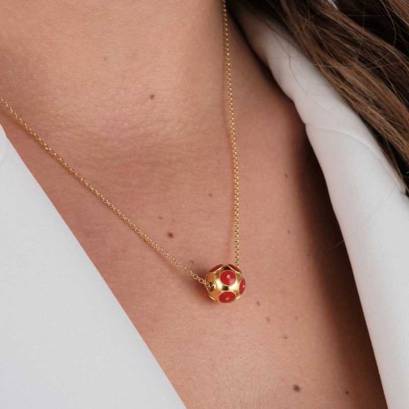Necklace Viana’s Conta Red in Gold Plated Silver