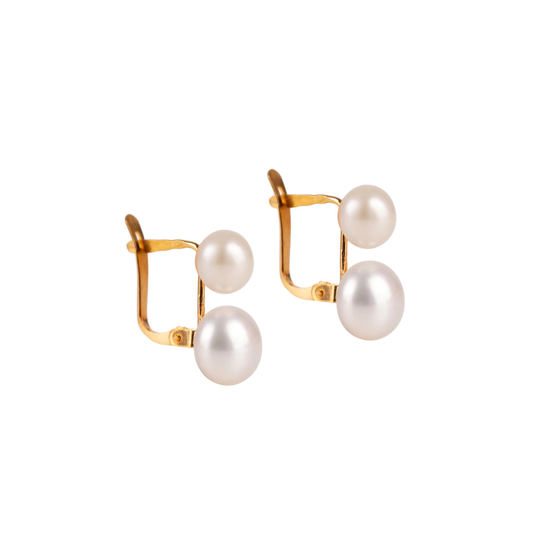 Earrings Two Pearls in 19.2Kt Gold