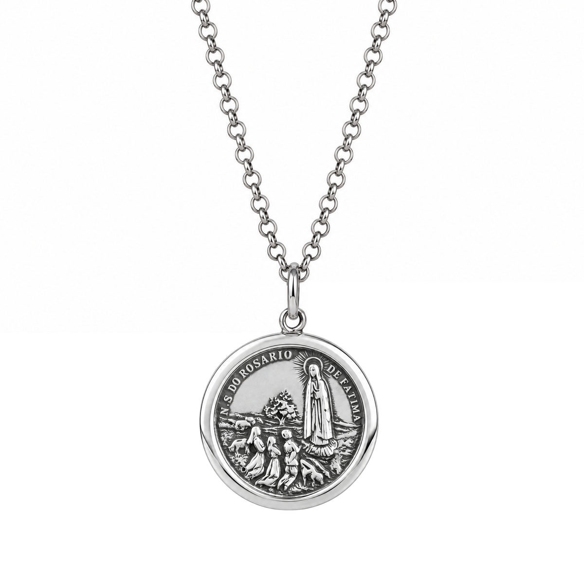 Collar Aparición de Nuestra Señora de Fátima de Plata
