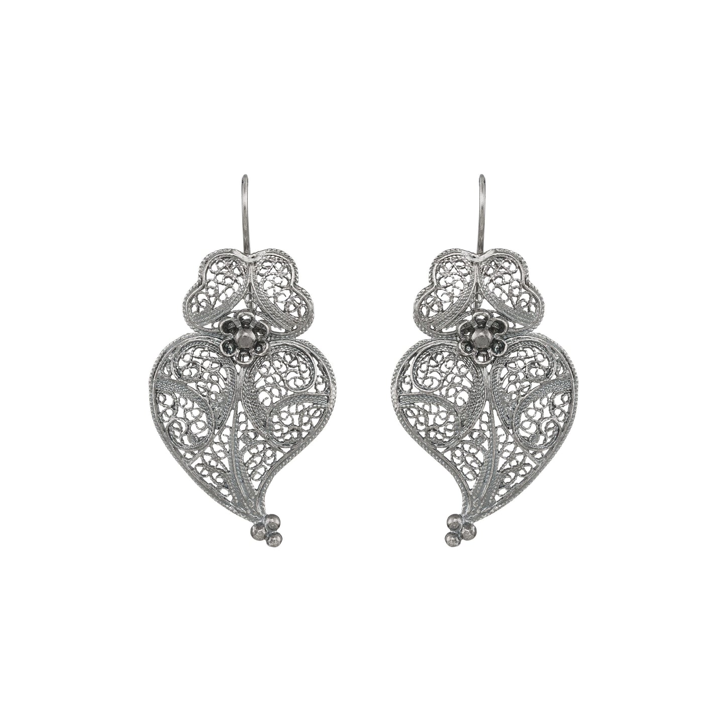 Earrings Heart of Viana 4,0cm in Silver