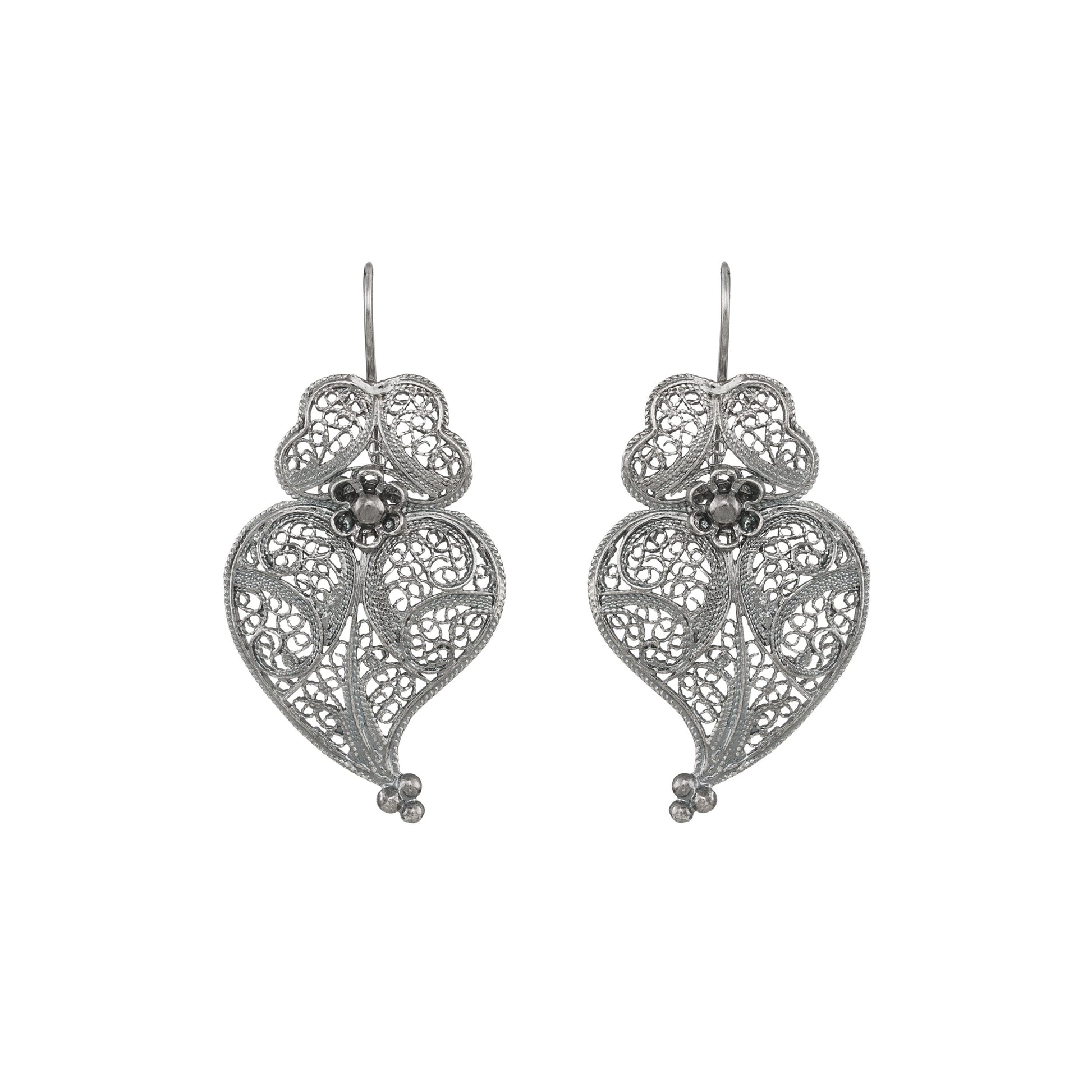 Earrings Heart of Viana 4,0cm in Silver