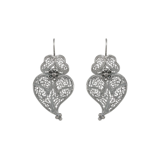 Earrings Heart of Viana 4,0cm in Silver