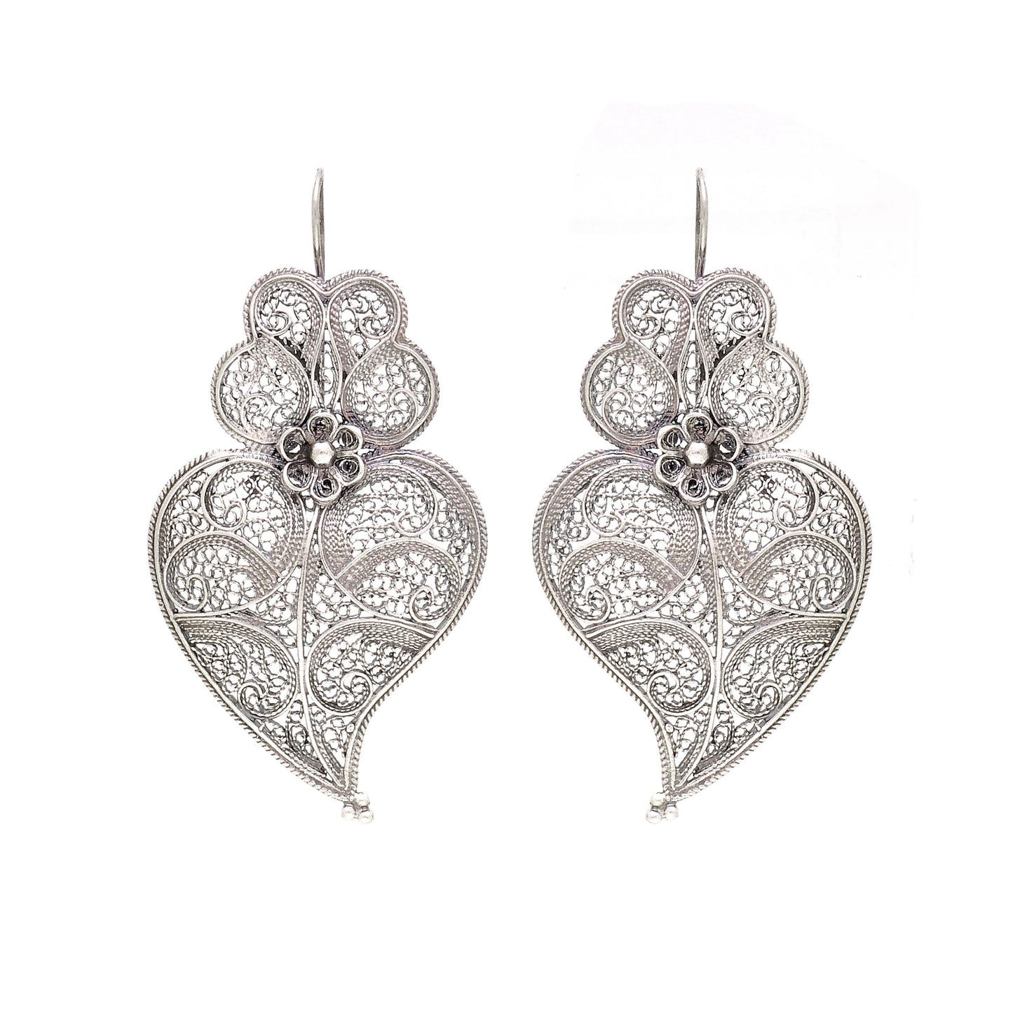 Earrings Heart of Viana 5,5cm in Silver