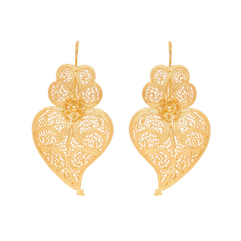 Earrings Heart of Viana 5,5cm in Gold Plated Silver