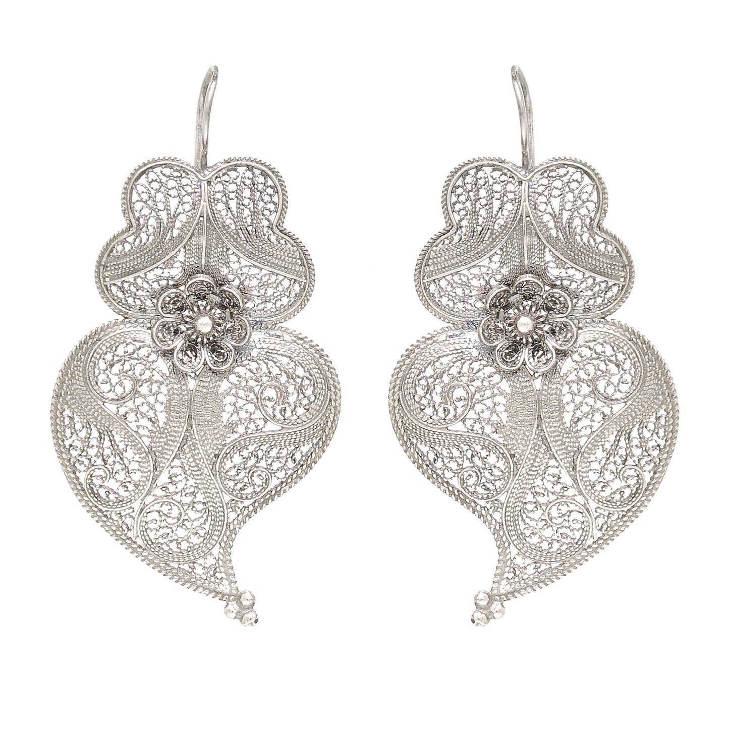 Earrings Heart of Viana 6,0cm in Silver
