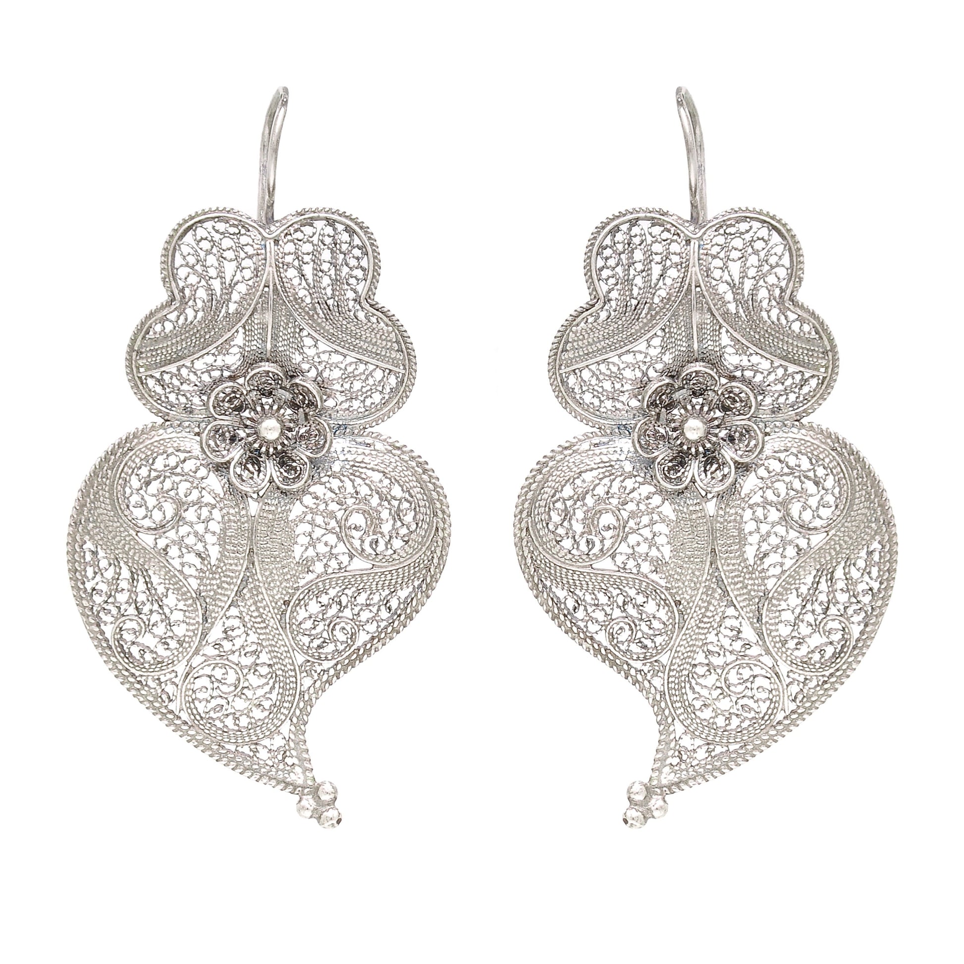Earrings Heart of Viana 6,0cm in Silver