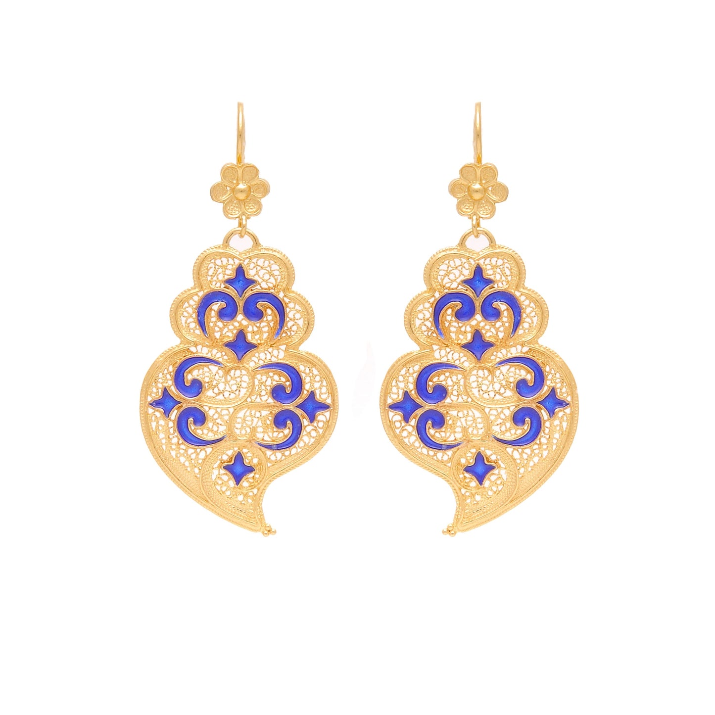 Earrings Heart of Viana Azulejo in Gold Plated Silver