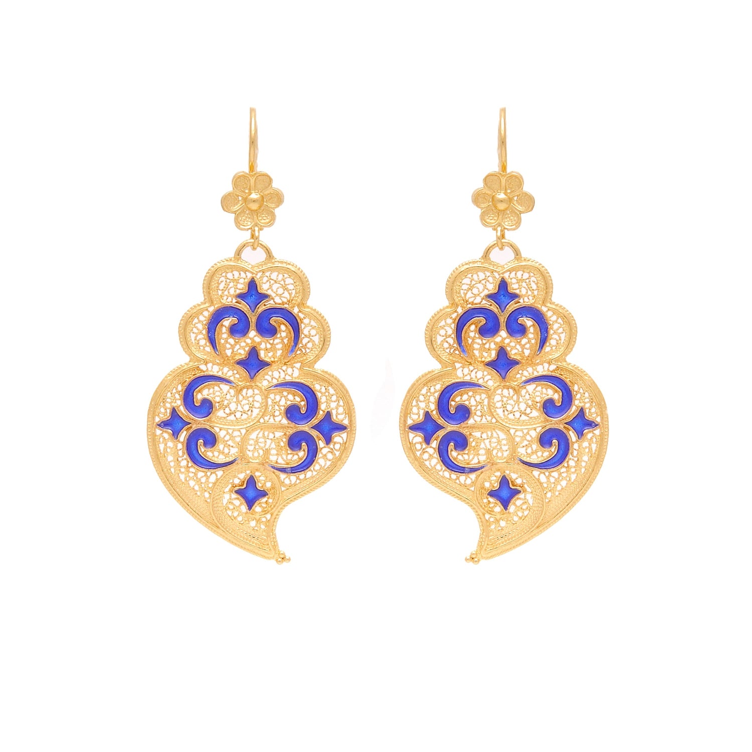 Earrings Heart of Viana Azulejo in Gold Plated Silver