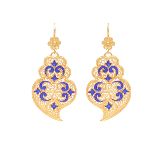Earrings Heart of Viana Azulejo in Gold Plated Silver