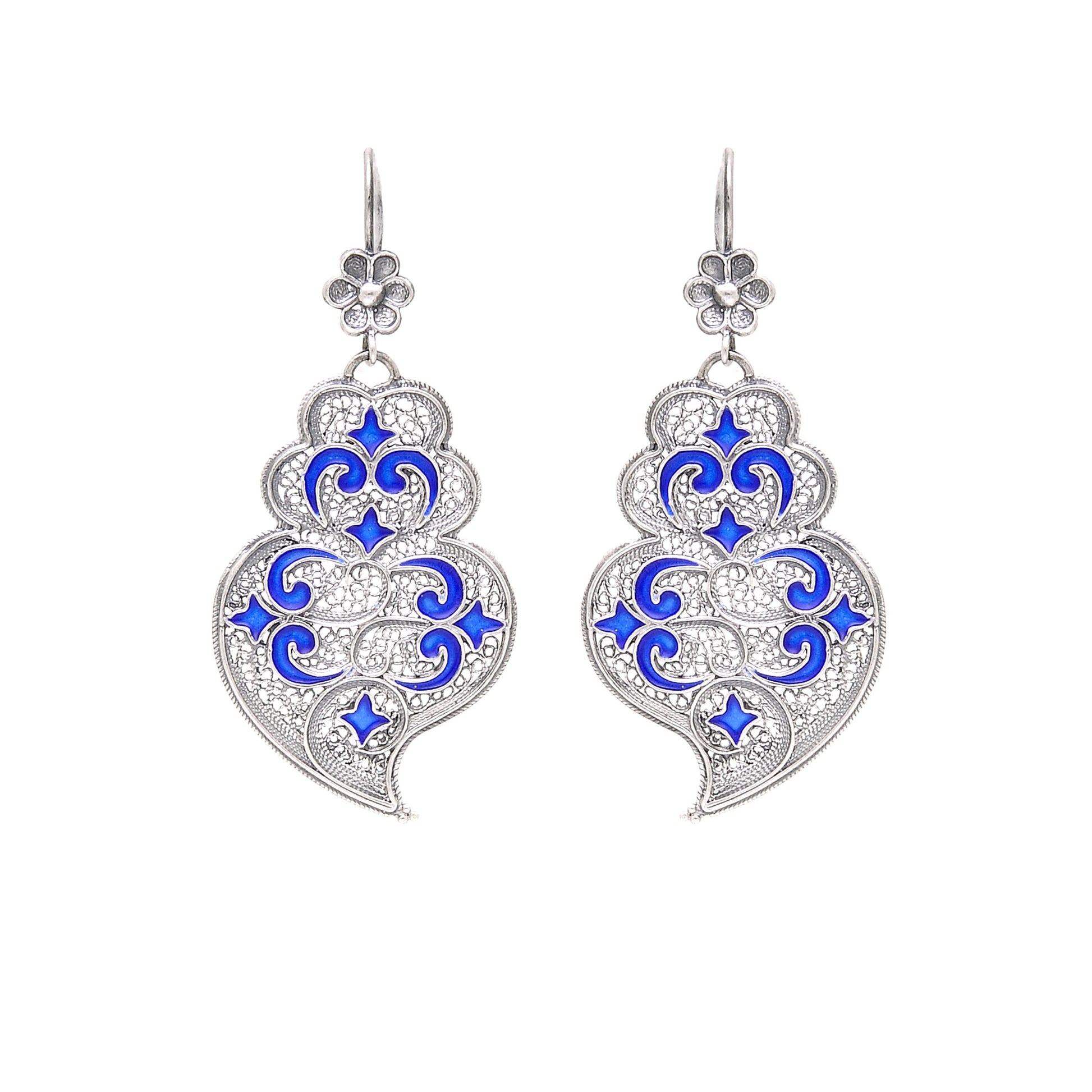 Earrings Heart of Viana Azulejo in Silver