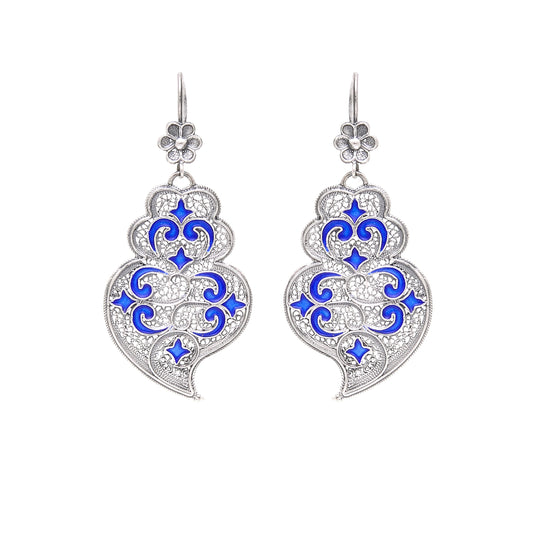 Earrings Heart of Viana Azulejo in Silver