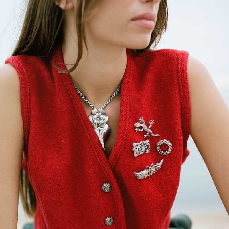 Brooch Cushion with Marcasites in Silver and Gold - Marcasites Collection