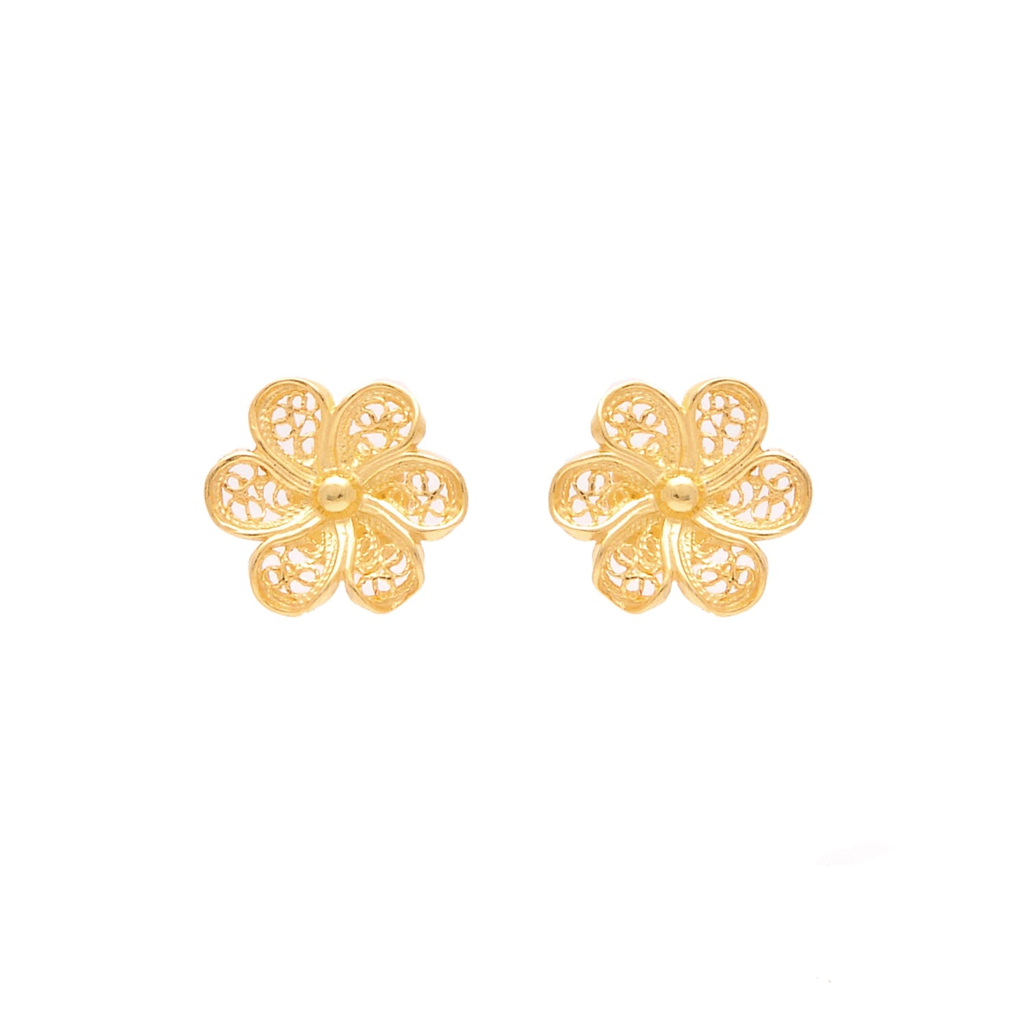 Earrings Flower in Gold Plated Silver