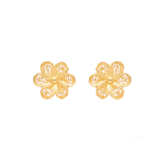 Earrings Flower in Gold Plated Silver