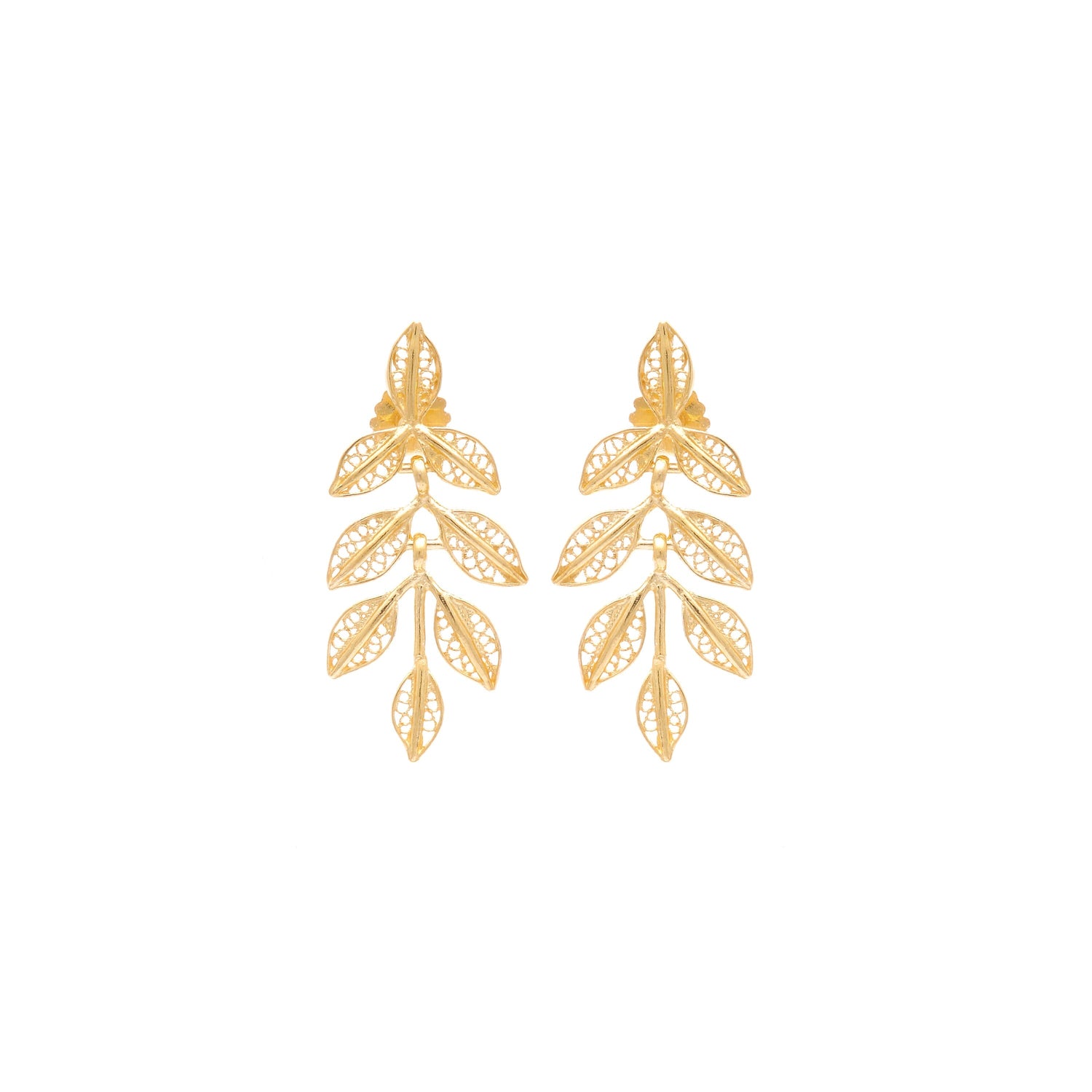 Earrings Leaves in Gold Plated Silver