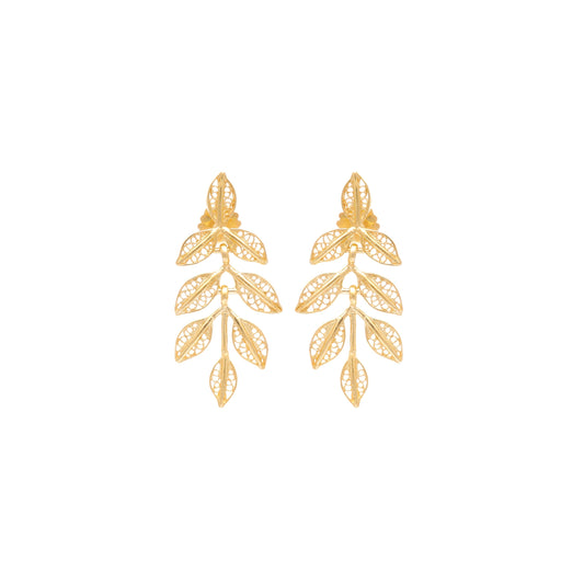 Earrings Leaves in Gold Plated Silver