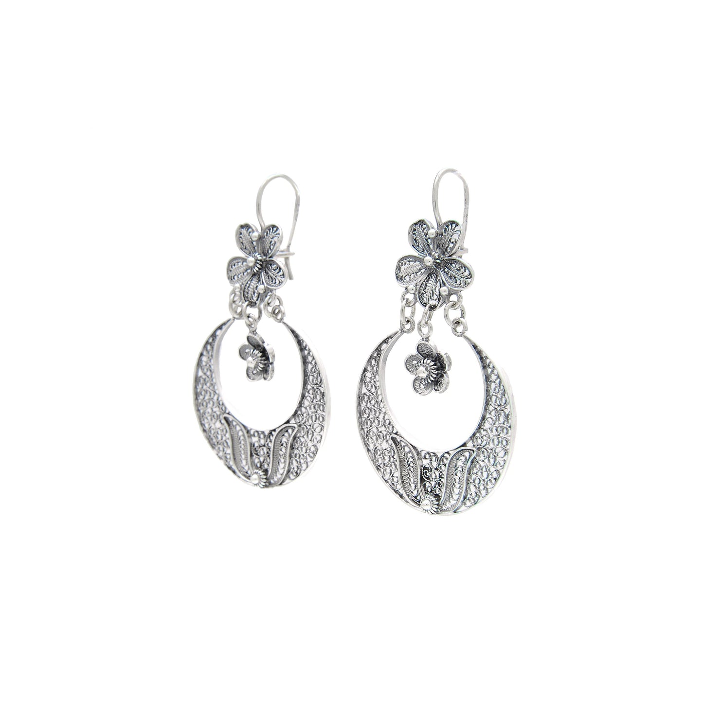Earrings Arrecadas Flower in Silver