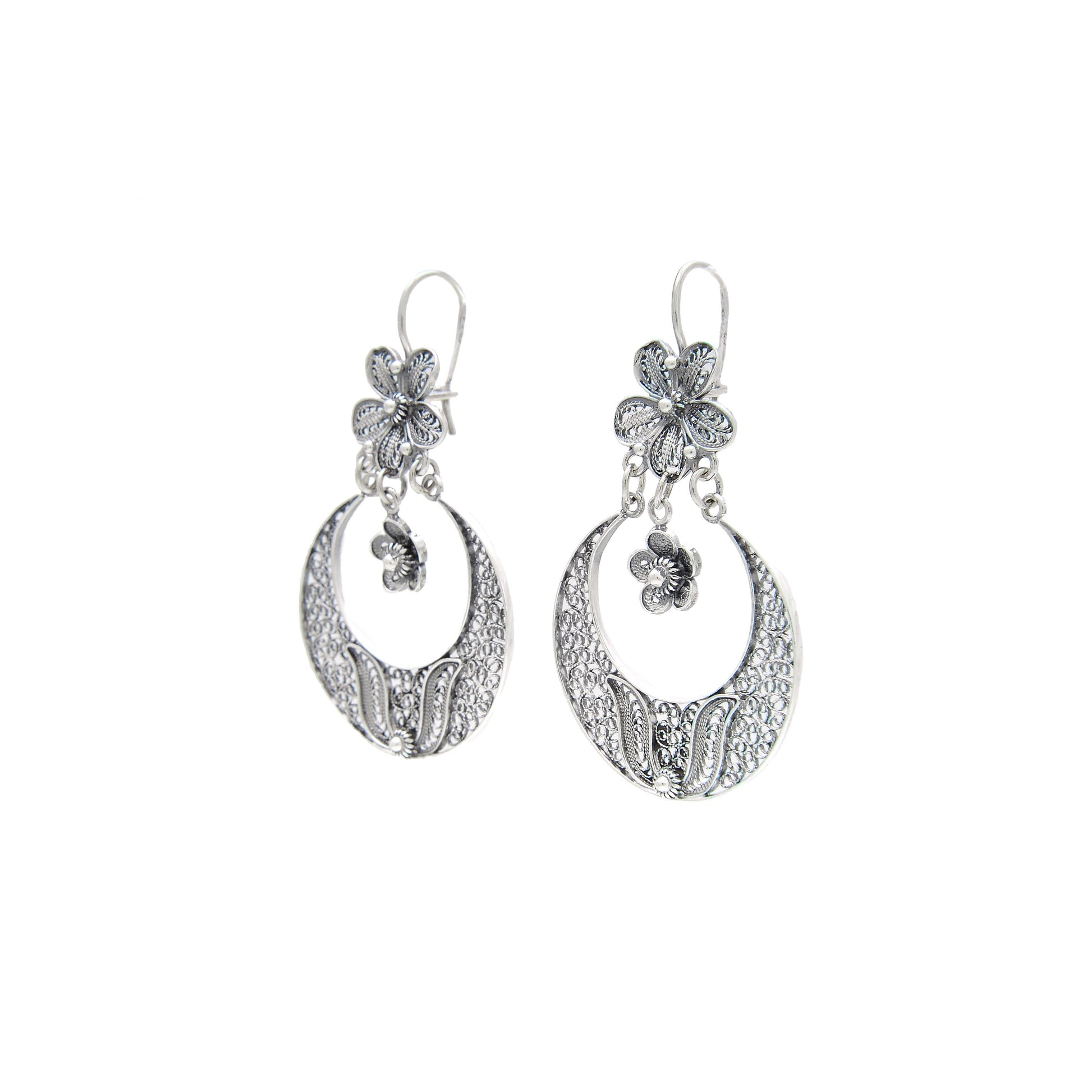 Earrings Arrecadas Flower in Silver